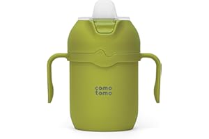 Comotomo Toddler Tumbler 8oz Insulated Sippy Cup with Silicone Straw and Spout, Green