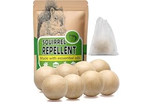 AUDQQM Squirrel Repellent, Chipmunk Repellent Outdoor, Squirrel Deterrent Balls, Safe for Garden, Attic, Bird Feeders, Garage, Lasting 60 Days-8 Packs