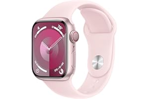 Apple Watch Series 9 [GPS + Cellular 41mm] Smartwatch with Pink Aluminum Case with Pink Sport Band S/M. Fitness Tracker, Bloo