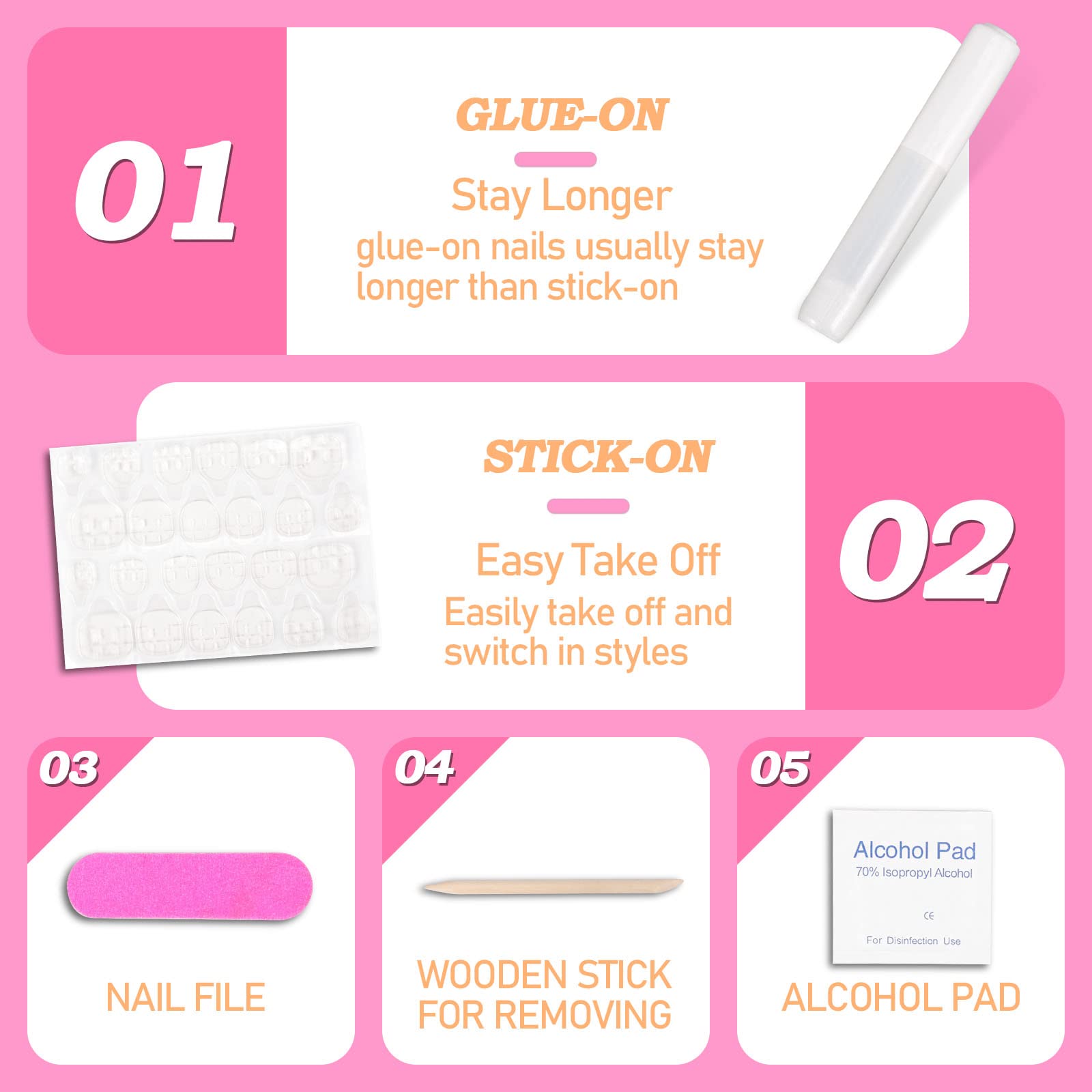 24PCS Press On Nails, Mirror Metal Stiletto Fake Nails, Almond Medium Shape, Stick on Nails, Glue on Nails False Nails (Aurora White Tip) - Image 5