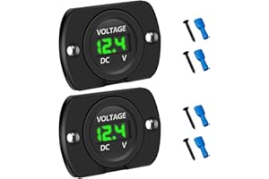 Linkstyle 2PCS DC 8-26V Battery Voltage Gauge, 12V Digital Voltage Meter, Panel Mount Voltmeter for Car Motorcycle Truck RV