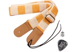 Longteam Simple Linen Leather Ukulele Strap Adjustable Length Durable Uke Straps with Nail, Rope, Picks