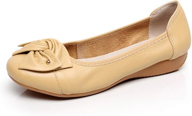 ladies tan leather flat shoes