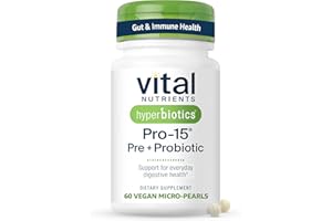 Hyperbiotics Vital Nutrients Pro-15 Prebiotics and Probiotics for Women and Men | 15 Science Backed Strains | Supports Occasional Constipation, Diarrhea, Gas & Bloating | 60 Vegan Time Release Pearls