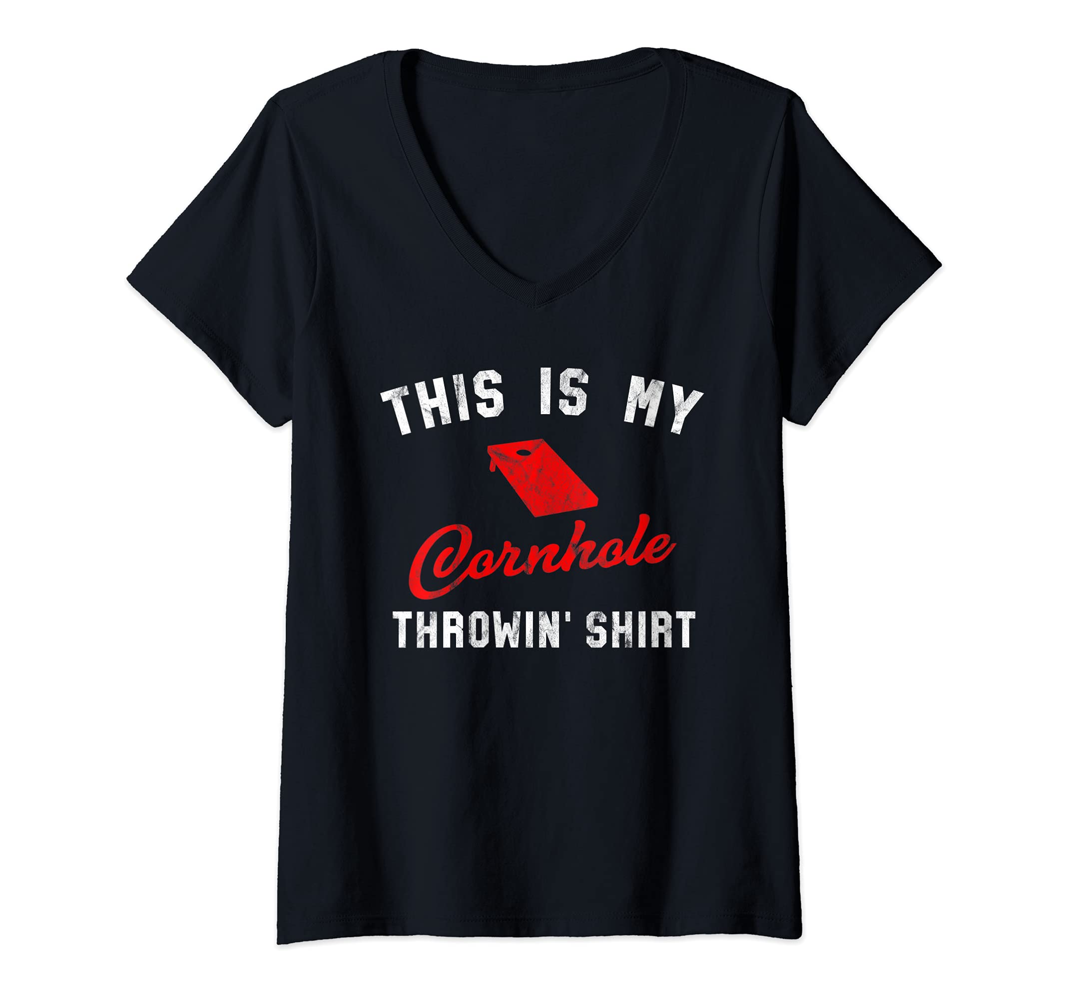 Womens Cornhole Vintage Throwin Shirt Team Tournament V-Neck T-Shirt