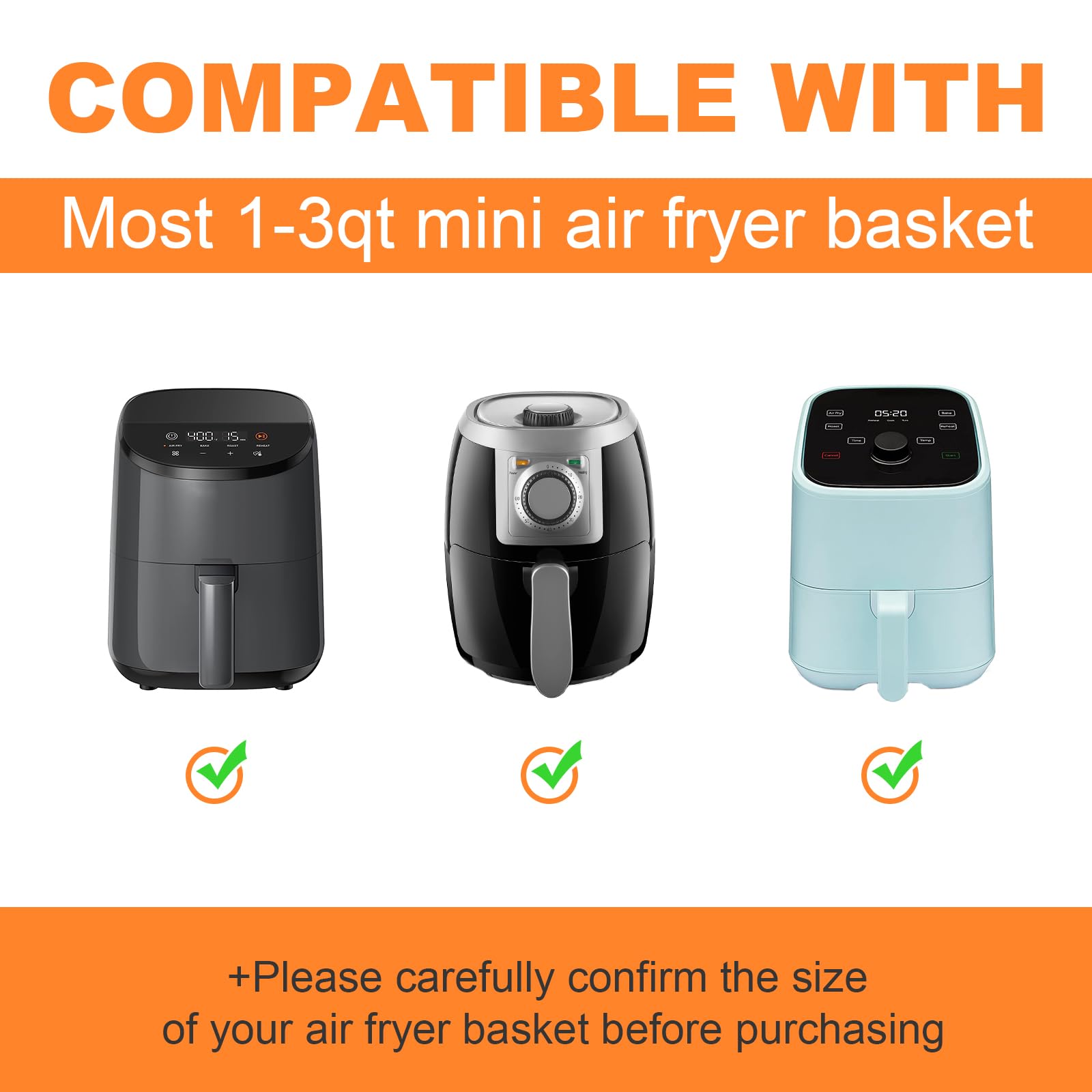 Air Fryer Silicone Liners for Most 1-2 Qt Mini Air Fryer, 3 Pack Square Small Air Fryer Liners Silicone Reusable Airfryer Liners Accessories for COSORI, Ninja, CHEFMAN