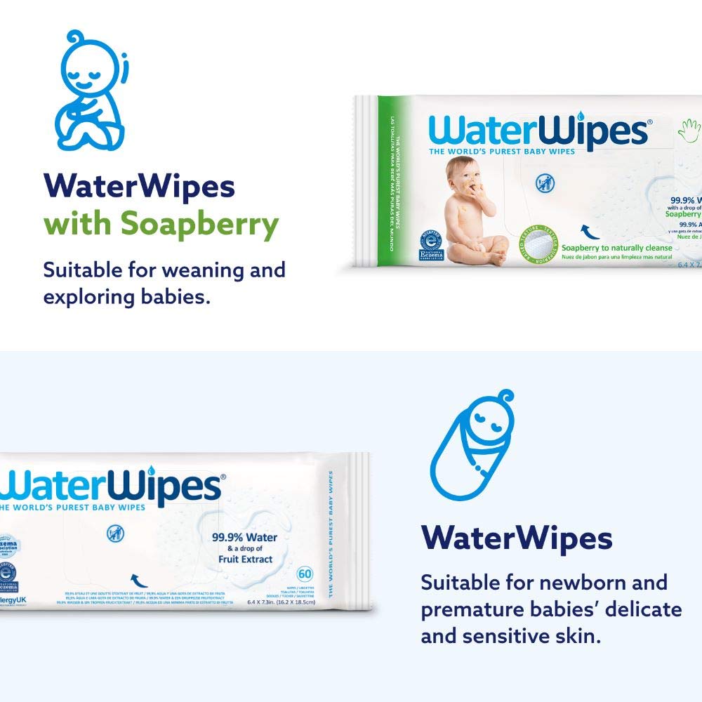WaterWipes Textured, Sensitive, Unscented Baby and Toddler Soapberry