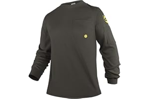 PTAHDUS FR Shirts for Men,5.5oz/7.1oz Round Neck Flame Resistant Long Sleeve Shirts, 100% Cotton Workwear FR Clothing for Men