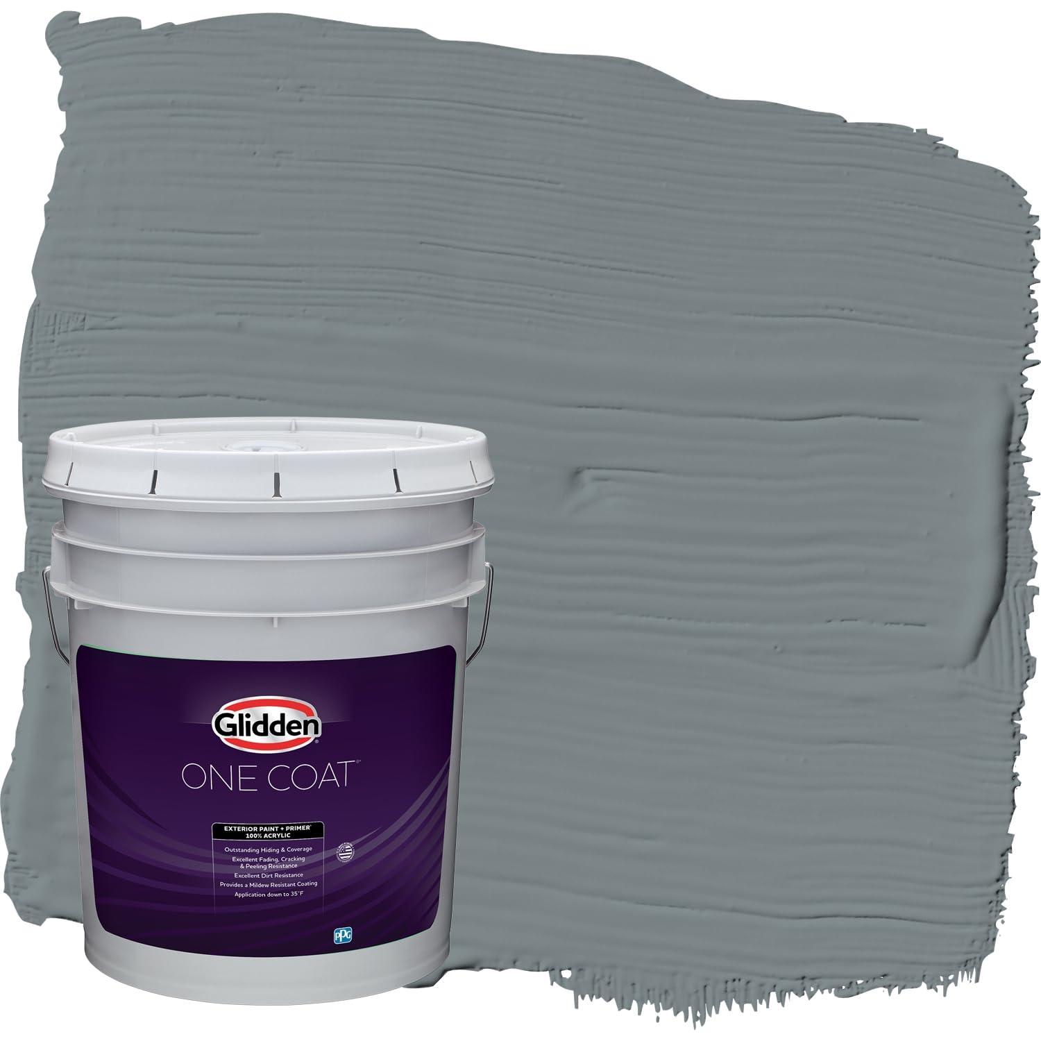 Glidden One Coat 5 gal. Garrison Gray/Grey Satin Exterior Paint with Primer