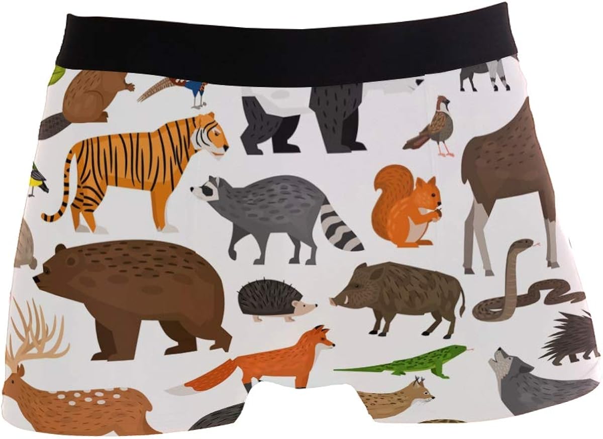 Mens Fashion Forest Wild Animals Men's Underwear Boxer Briefs