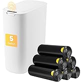 LJIACLEA Bathroom Trash Can with Lid 5 Gallon White Motion Senor Touchless Automatic Garbage Cans for Kitchen,Bedroom, Office, Living Room