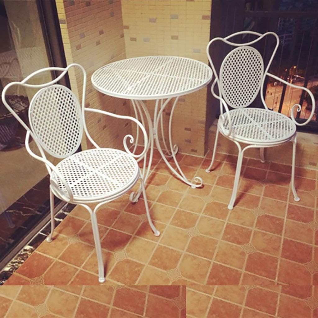 balcón balcón Color : Brown jardín Mesa Redonda y Silla de Hierro