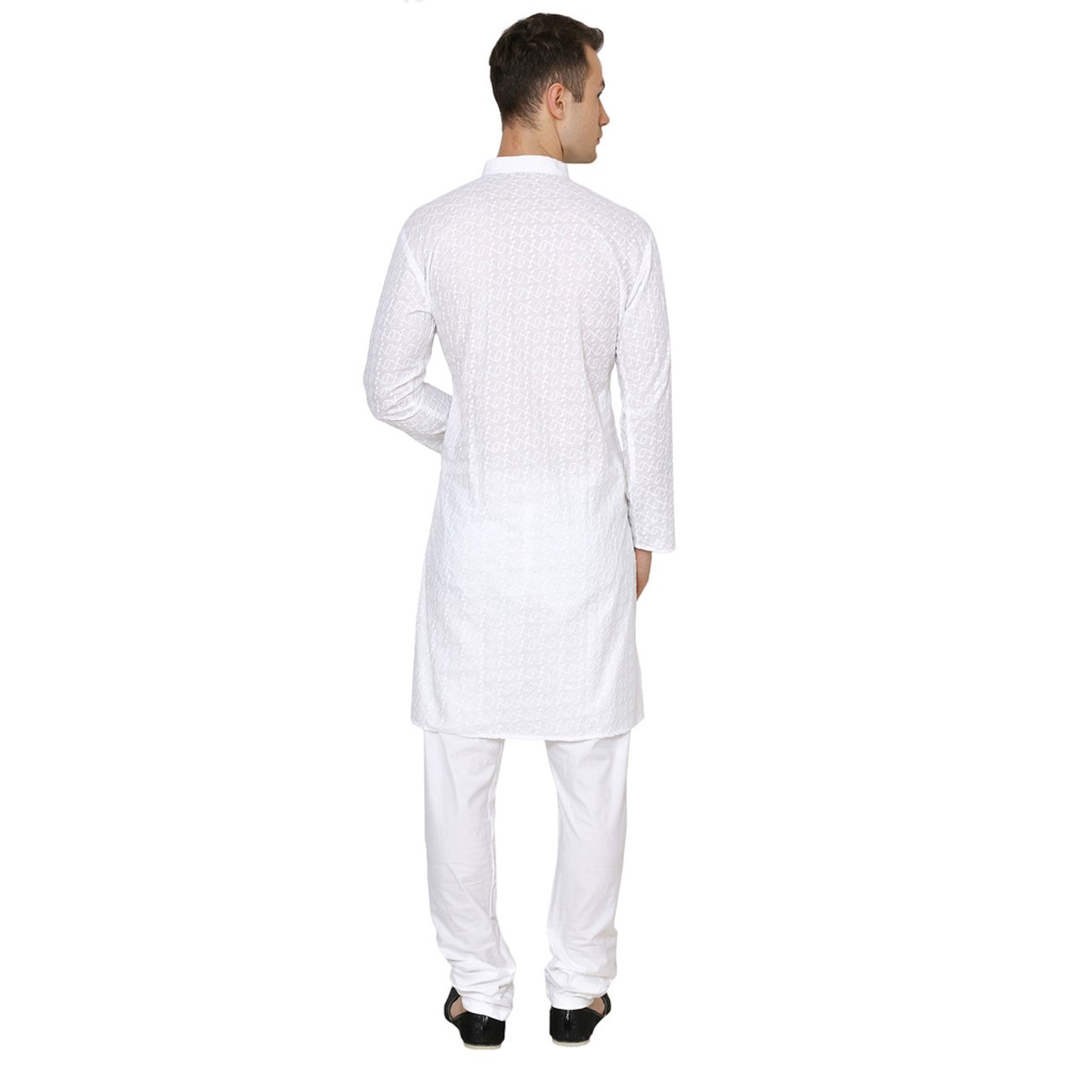royal kurta mens cotton lucknowi chikan embroidered kurta churidar set