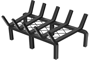 SNOGSWOG 17" Fireplace Grate, Heavy Duty Fire Grates,1/2" Solid Steel Firewood Burning Rack, Matt Black Fireplace Rack, 5-Bars Fireplace Log Grate Holder