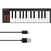 25 Key MIDI Keyboard Controller Portable USB MIDI Controller with Arpeggiator, Velocity Sensitive Keys, Beat Maker for Beginners - Compatible with GarageBand, FL Studio, Ableton Live