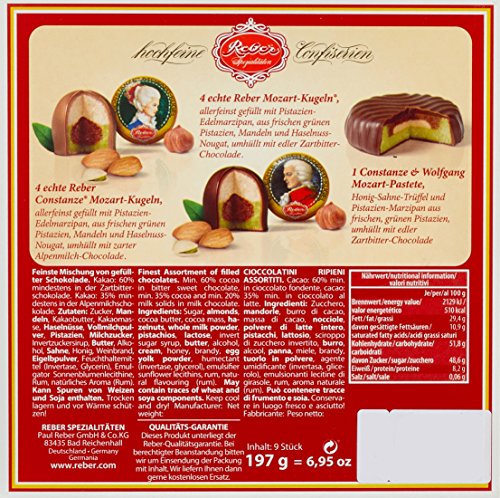 Reber Wolfgang & Constanze Mozart, Mozart-Kugeln, Pastete und Pralinen, Zartbitter- und Alpenmilch-Schokolade, Marzipan… – Bild 2