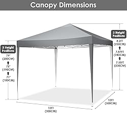TOOLUCK 10x10 Pop Up Canopy Tent Waterproof Outdoor