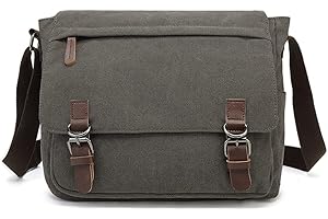 Sechunk Canvas Leather Messenger Bag Shoulder bag Cross body bag Crossbody large for men boy girl student school