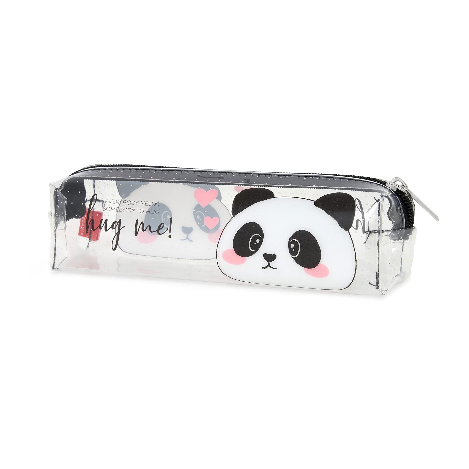 Legami Panda Transparent Pencil Case, 19.5x5.5 cm, Shows Exactly What It Contains, Made of Transparent TCU, Zipper Closure, Spacious