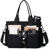 YDF Corduroy Tote Bag for Women Crossbody Purse with Zipper, Aesthetic Multi Pocket Work School Bag, Gifts for Mom Teacher