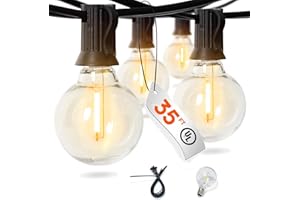 GOODEA.fun G40 35FT LED Outdoor String Lights, Patio Lights with 16 (1 Spare) Plastic Shatterproof Edison Bulbs, Outside Hanging Lights Waterproof for Porch, Deck, Garden, Backyard, Balcony, 2700K