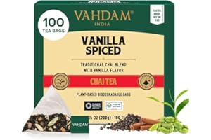 VAHDAM, Vanilla Spiced Chai Tea | 100 Tea Bags | Delicious Blend of Vanilla Masala Chai | Brew Hot, Cold or Iced