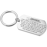 to My Grandson Keychain Gift for Grandson from Grandma Grandpa Dog Tag Keyring for Birthday Graduation Christmas