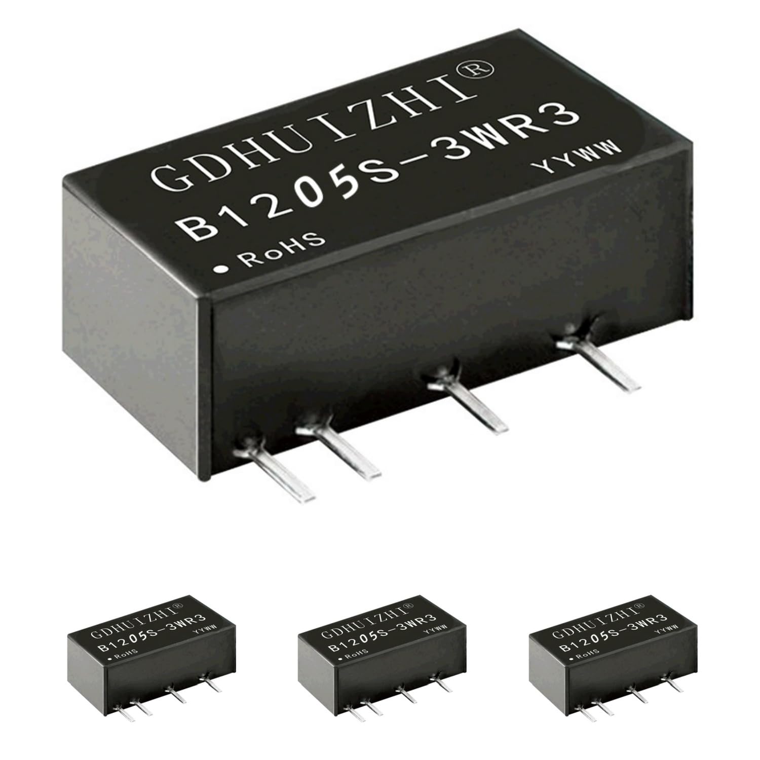 Photo 1 of 4 Pack DC-DC 12V to 5V Isolated Power Convert, Input 10.8V-13.2V, Output 5V, 3W Isolated Power Module, Over-Temperature and Short-Circuit Protection, Compact Size: 19.5x10x7 mm