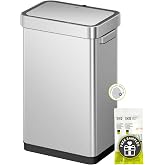 EKO 13.2 Gallon Touchless Motion Sensor Kitchen Trash Can, Matte Stainless | 50L| Stainless Steel | Soft-Close | Fingerprint-Resistant |Deodorizer Compartment | Automatic Garbage Can| Recycling Bin