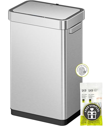 EKO Deluxe Mirage T Sensor Bin, Large 50 Litre Capacity, Brushed