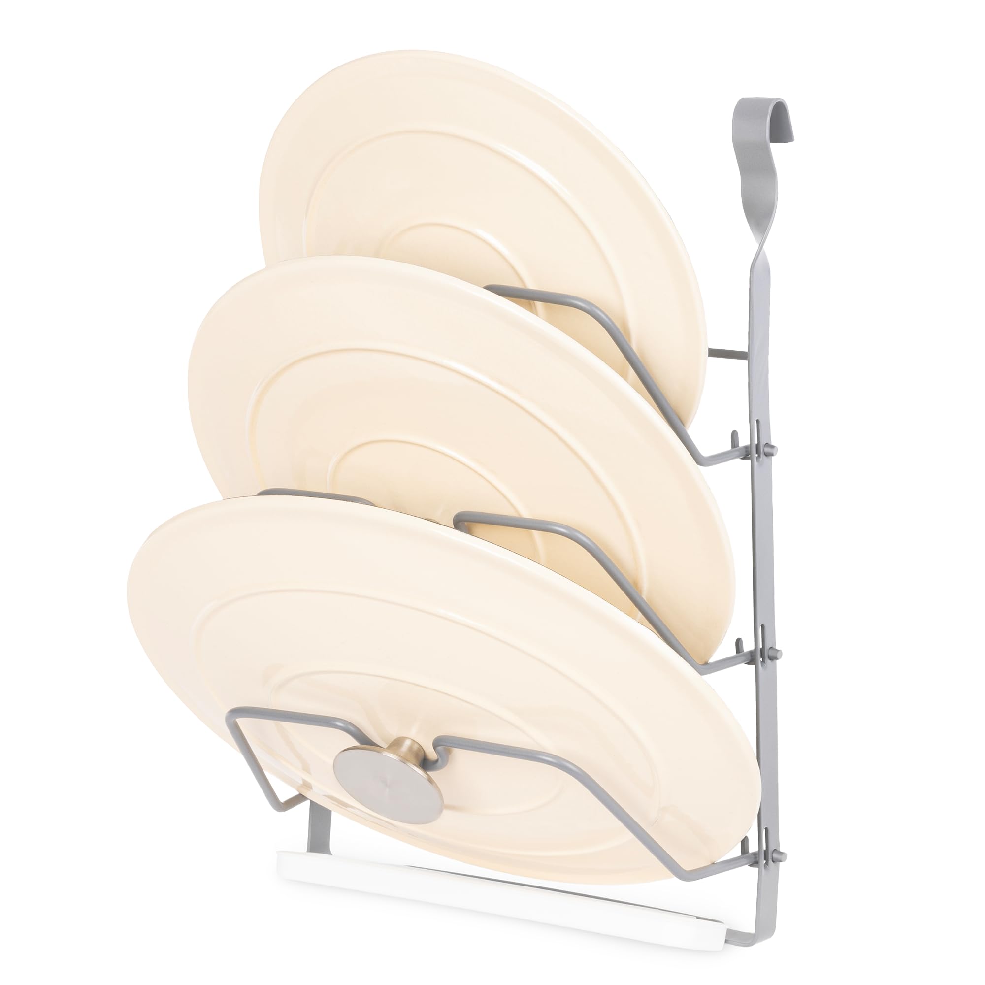 LIVIVO Dish Drainer Rack – Wall-Mounted Rail Shelf with Lid Holder, Plate & Bowl Stand, Cutlery & Utensil Organiser, Paper Towel Holder – Steel Kitchen Storage Rack (Grey, Modular Collection)