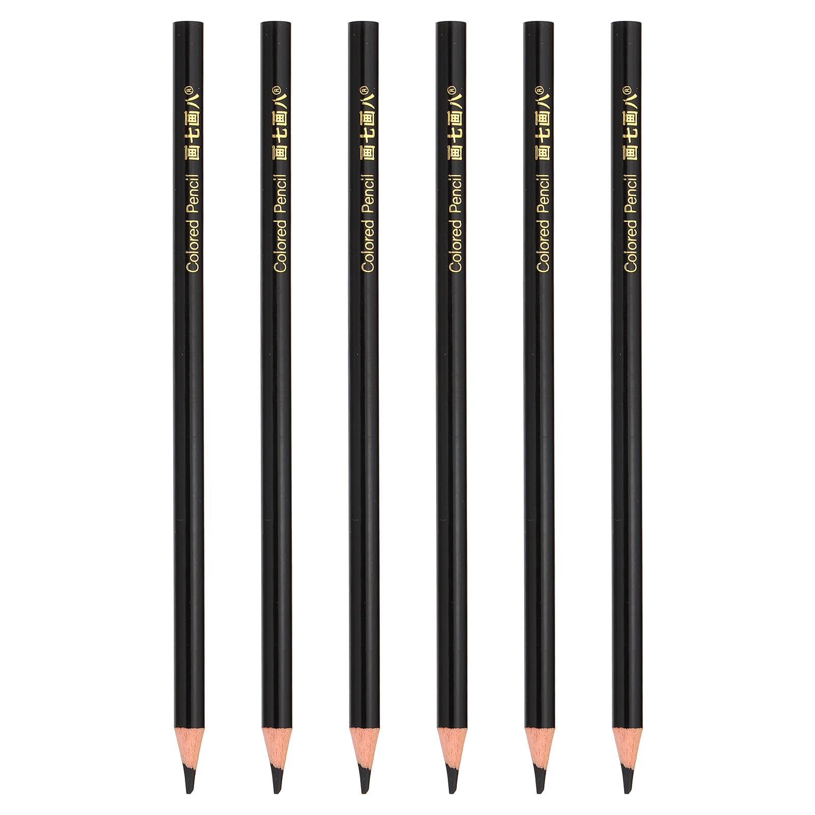 PATIKIL Black Colored Pencils Set,6 Pcs Oil Color Pencils Wooden Coloring Drawing Pencil for Artists Art Painting