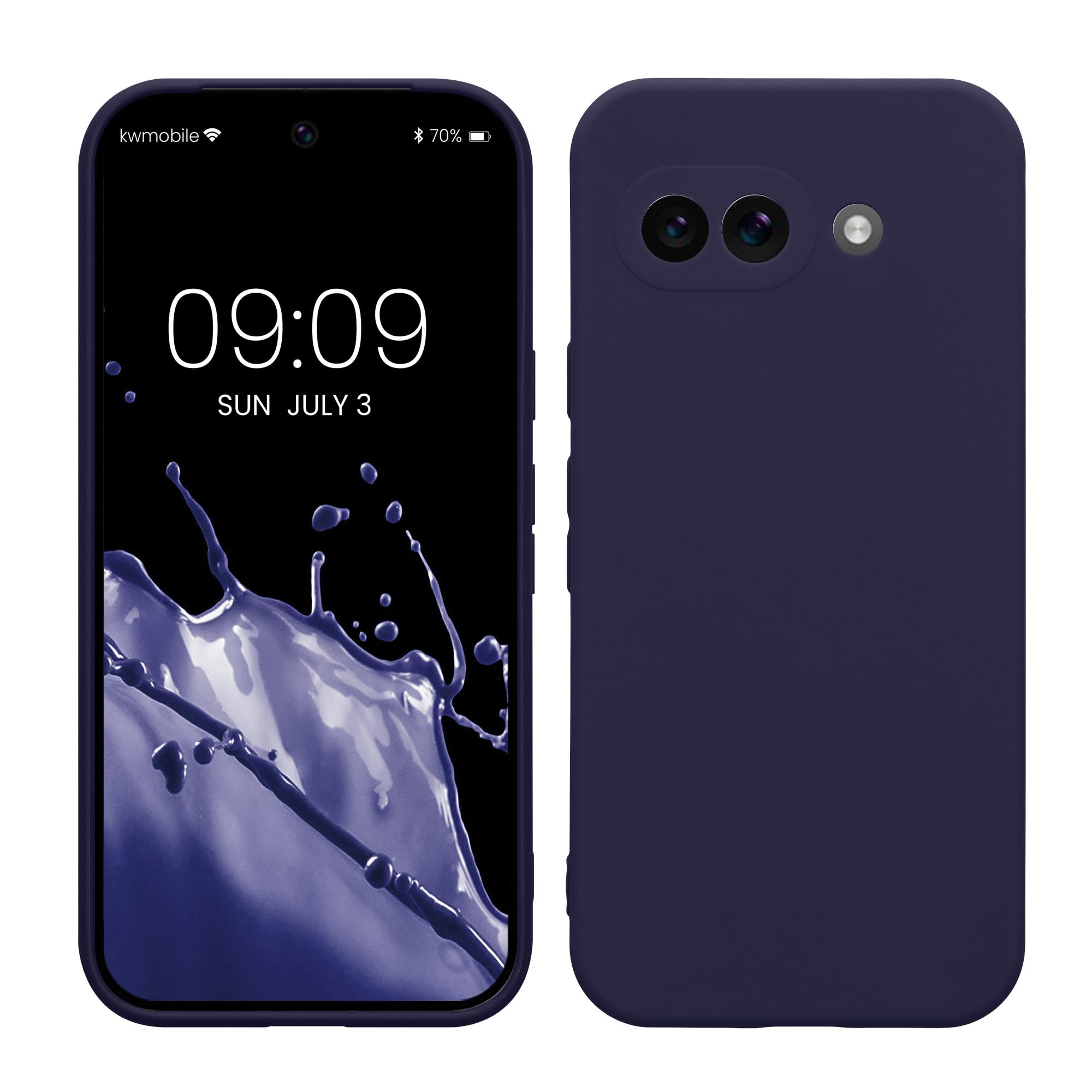 kwmobile Case Compatible with Google Pixel 9a Case - Protective Slim TPU Phone Cover - Soft Matte Finish - Deep Ocean