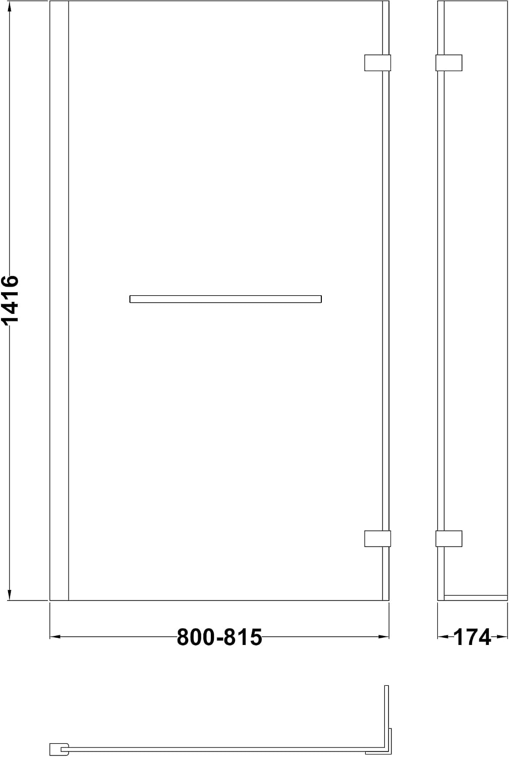 Nuie NSBSR1 Pacific ǀ Modern Bathroom Sqaure 6mm L-Shaped Hinged Bath Screen with Rail, 1400mm x 805mm, Polished Chrome, Silver - Image 3