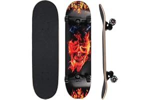 NPET Pro Skateboard Complete 31 Inch 7 Layer Canadian Maple Double Kick Concave Deck Skating Skateboard