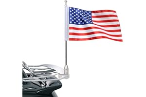 GDCREESTAR American Flag USA and Flag Pole Mount for Honda Goldwing GL1500 GL1200 GL1800 2001-2012 Fits Motorcycle Rear Luggage Rack