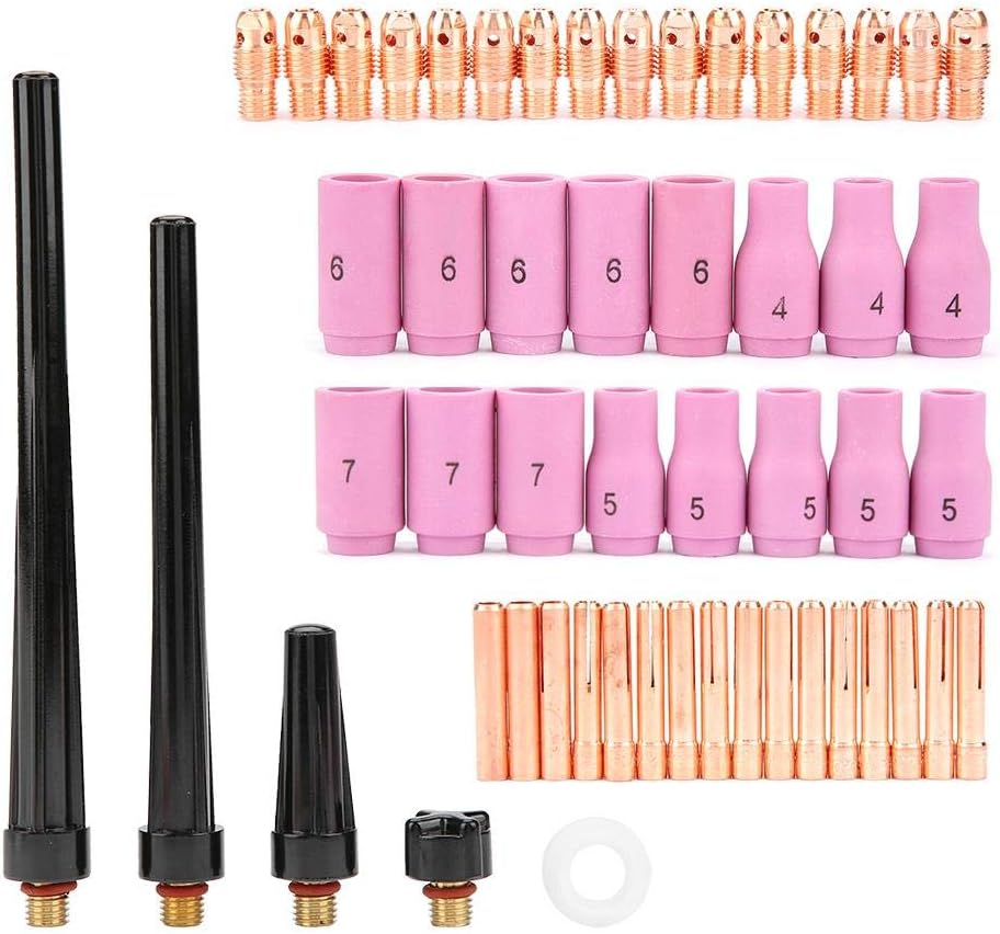 53pcs TIG Welding Torch Body Parts Gas Lens Nozzle Collet Cup Kit Welding Torch Parts Plasma Cutter Consumables for WP-9 20 25