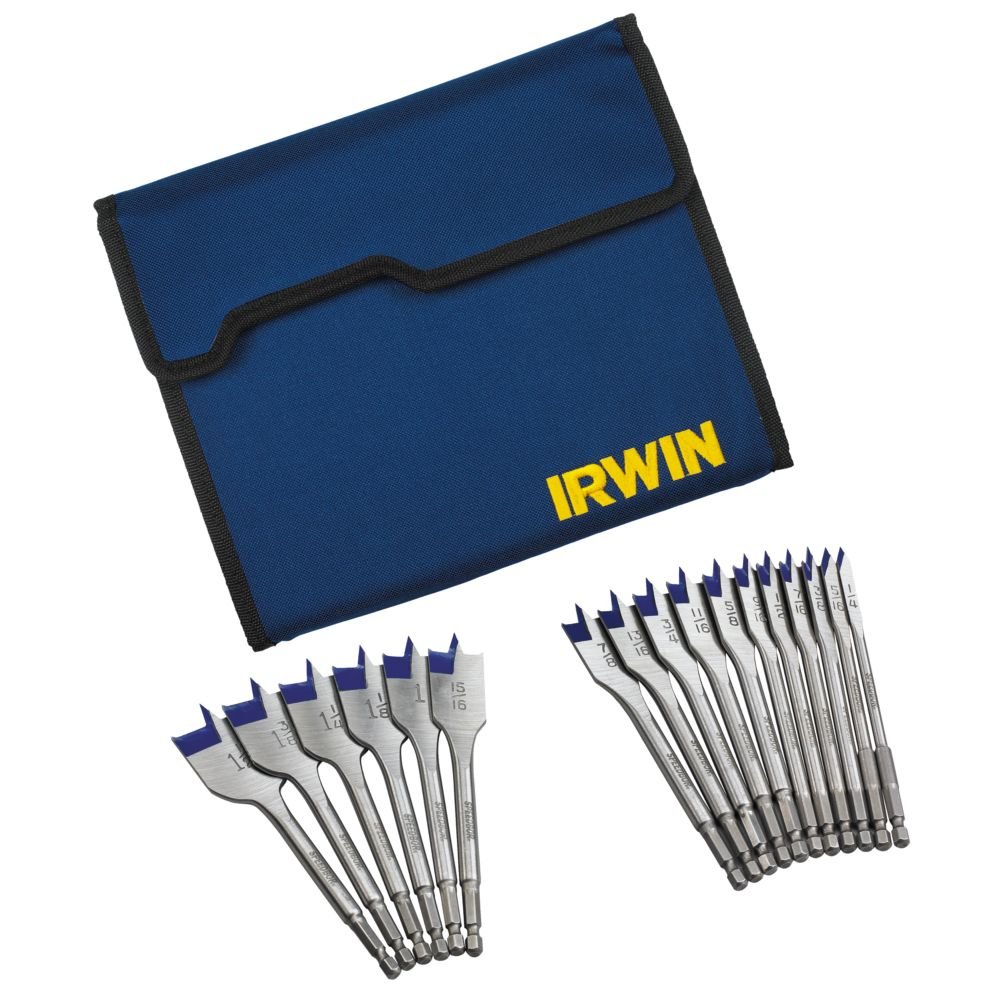 IRWIN Tools SPEEDBOR BlueGroove Pro Spade Bit Set with Storage Case