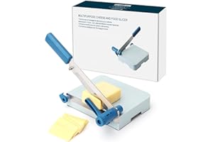 KITCHENDAO Multipurpose Cheese Slicer Cutter with Board for Arthritic and Weak Hands, Adjustable Thickness Dial for Block Cheese, Effortless Slicing, Guillotine Sausage Ham Biltong Jerky Slicer