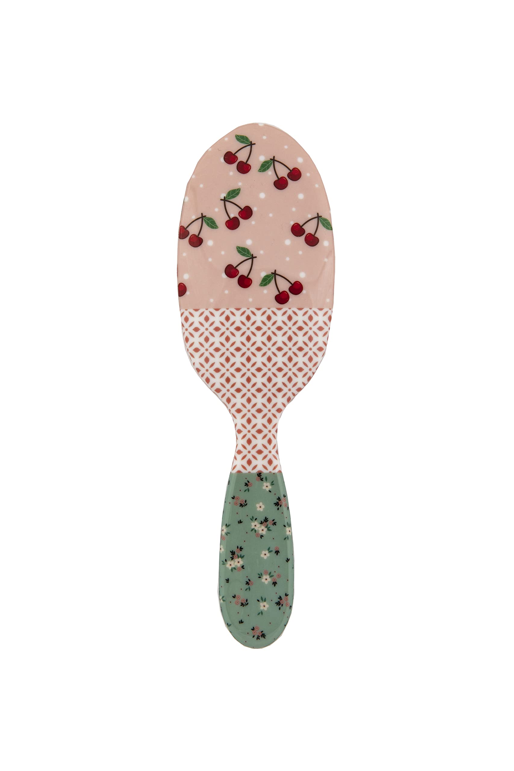 Rock & Ruddle Natural Pure Boar Bristle Hair Brush for Women and Kids (Large, 21cm) - Perfect for Wet or Dry Hair, Detangling Smoothing Blowdrying - Made in UK - Cherries
