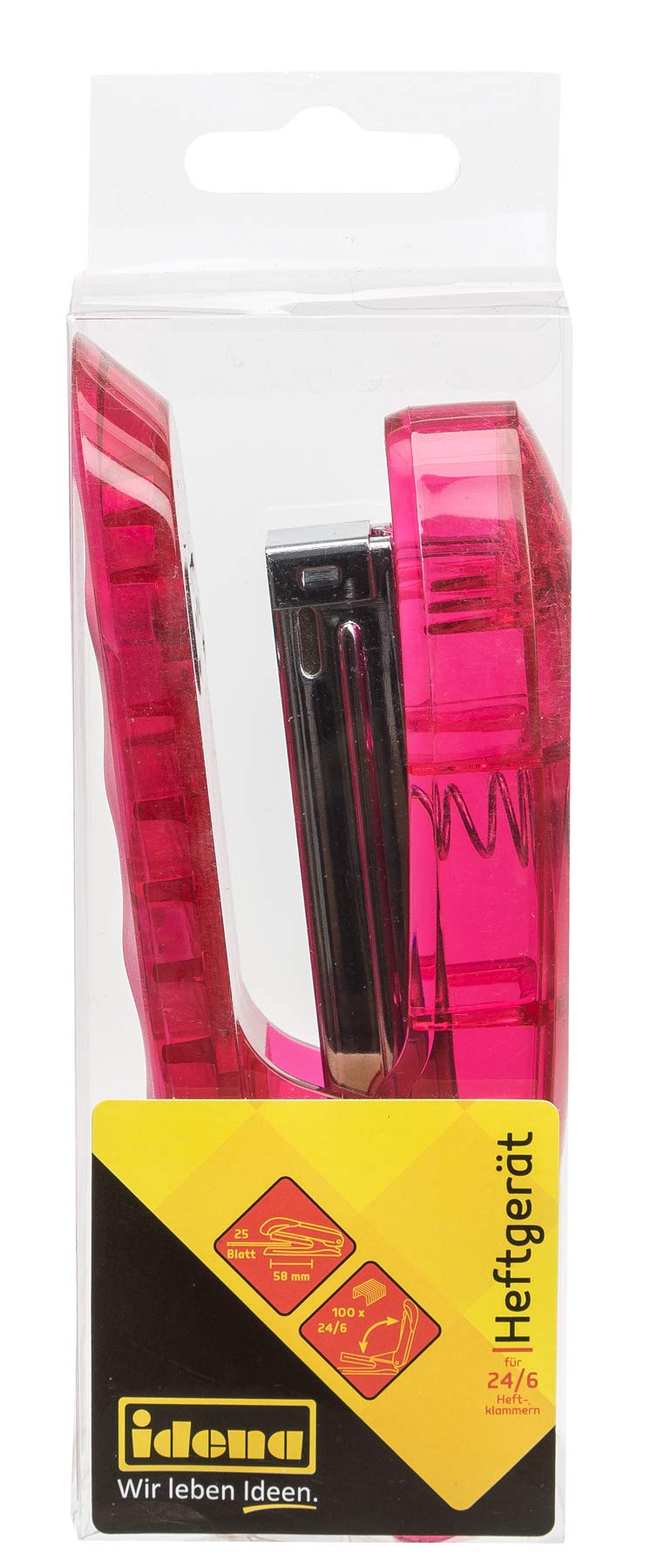 Idena 331120 Plastic Stapler, Translucent Red