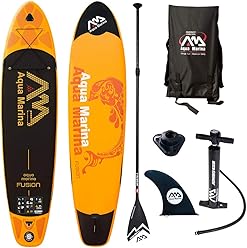 Aqua Marina 340-18FUS Fusion Stand Up Inflatable SUP Paddle Board, Orange, 10
