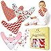 Baby Bandana Drool Bibs +1 Pacifier Clip in a Gift Box, Pack of 4+1 Premium Quality for Boys and Girls, Organic Cotton