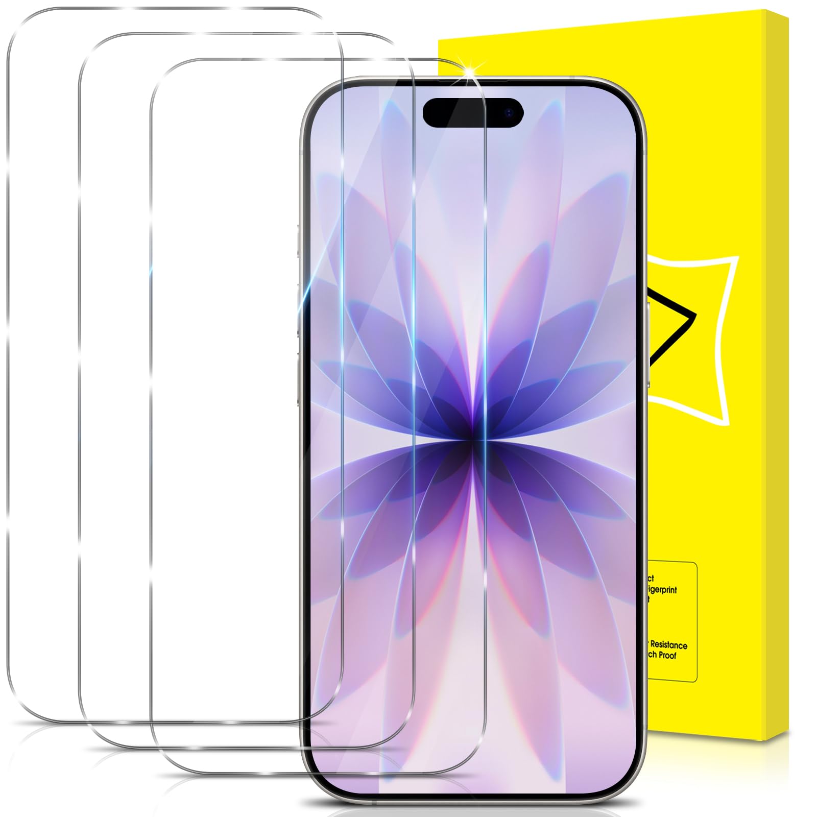 GiiYoon-3 PACK Screen Protector for iPhone 17/17 Pro /16 Pro Tempered Glass [HD Full Coverage] [Easy Installation] [Round Edge] [Scratch Resistant] [9H Hardness]