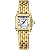 CHEETAH Gold Watches for Women with Small Vintage Bracelet, Rectangular Case Roman Dial