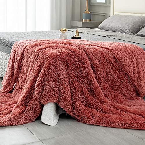 Topblan Shaggy Faux Fur Sherpa Weighted Blanket 20lbs, Super Soft and
