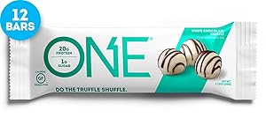 ONE Protein Bars, White Chocolate Truffle, Gluten Free Protein Bars with 20g Protein and only 1g Sugar, Guilt-Free Snacking for High Protein Diets, 2.12 oz (12 Pack)