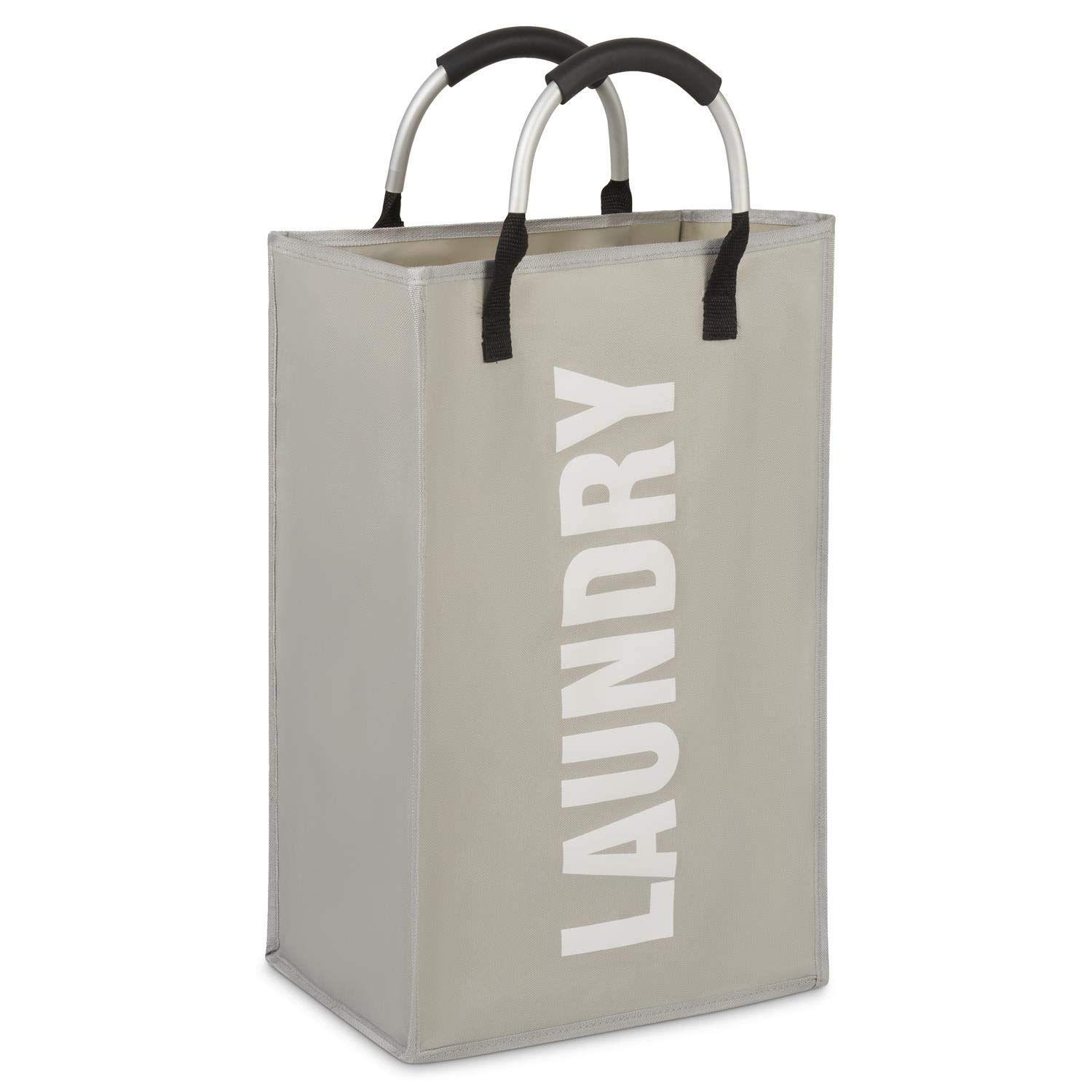 Vinsani Laundry Hamper Collapsible Bag Foldable Cloth Basket Portable Storage Bin with Carry Handles for Bathroom Bedroom, Light Grey