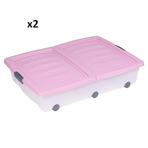 URBNLIVING 70 Litre Pink Large Under Bed Plastic Storage Boxes Set of 2 Amazon.co.uk Kitchen