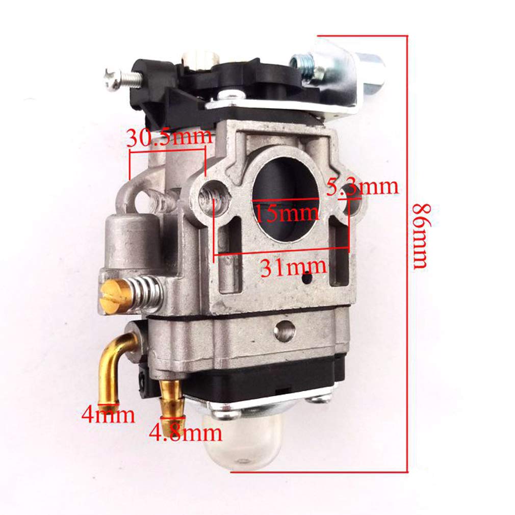 TCMotor 15mm Carb Carburetor 44mm Air Filter Alloy Stack Kit For 2 Stroke 33cc 43cc 49cc Engine